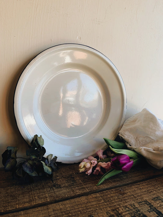 Rustic White Enamel Plate (three available)