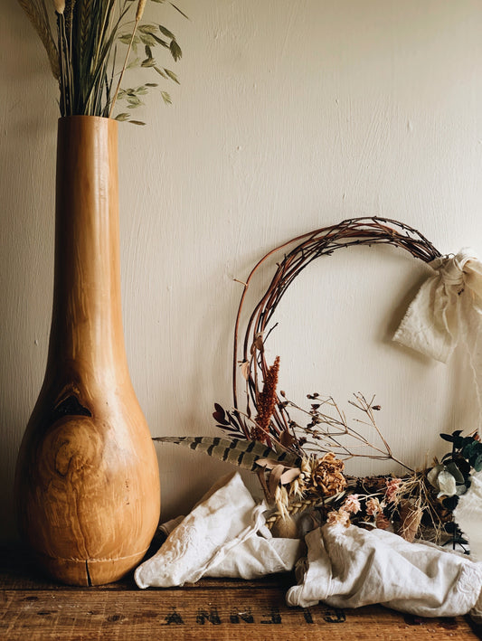 Antique Large Hand~carved Wooden Vase (UK shipping only)