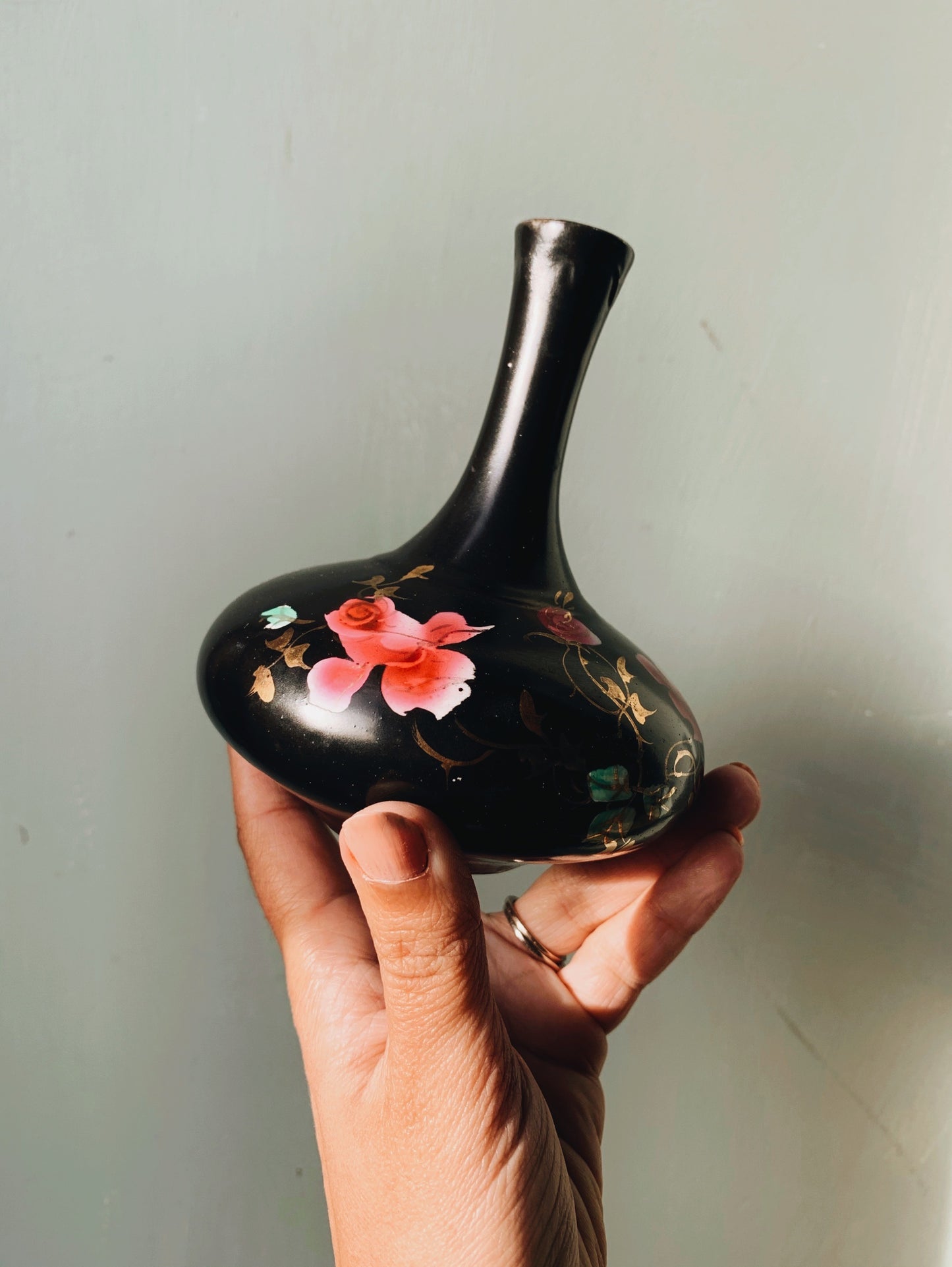 Vintage Black Rose Vase