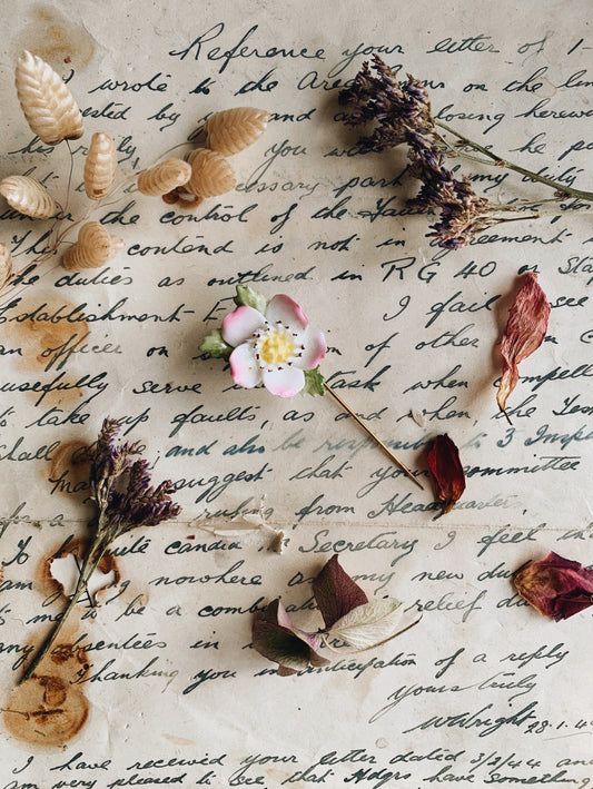 Vintage Floral Ceramic Brooch Pin