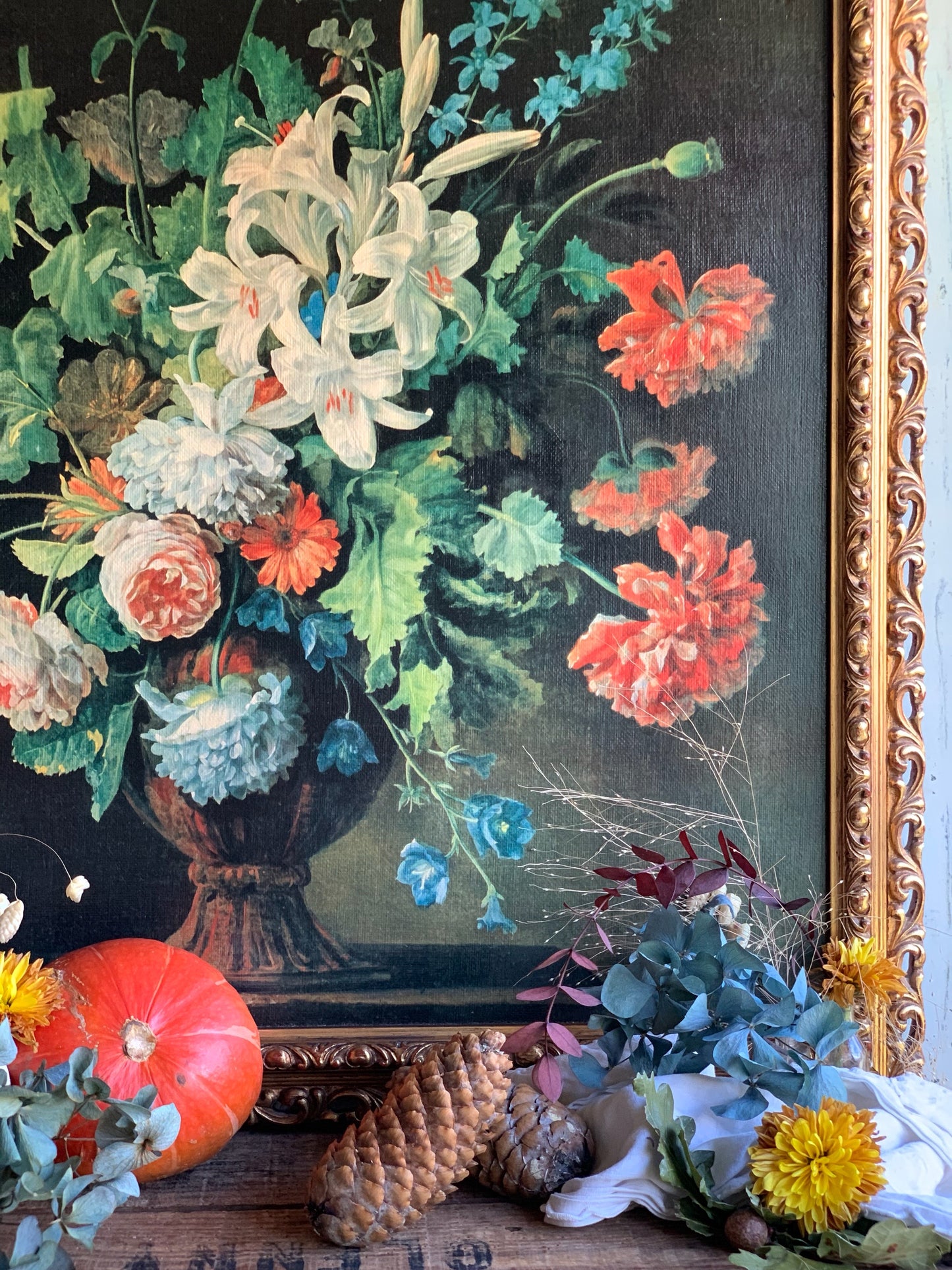 Large Vintage Floral Canvas Artwork (giclees) Framed (UK SHIPPING ONLY)
