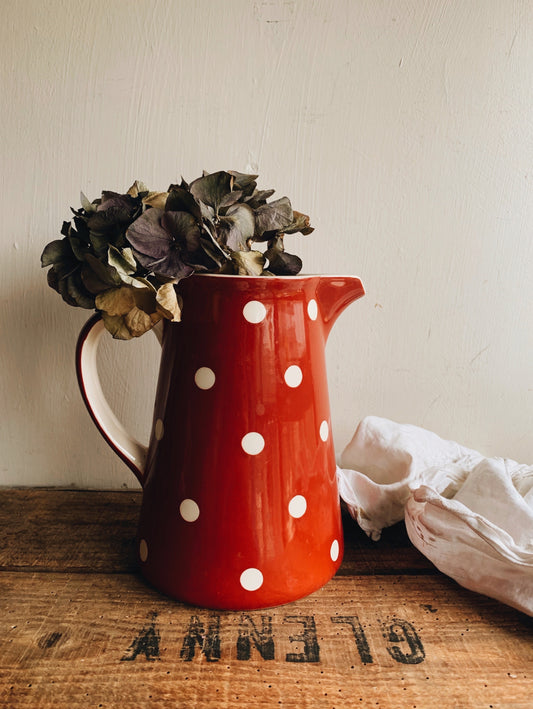 Vintage Red White Spotty Jug