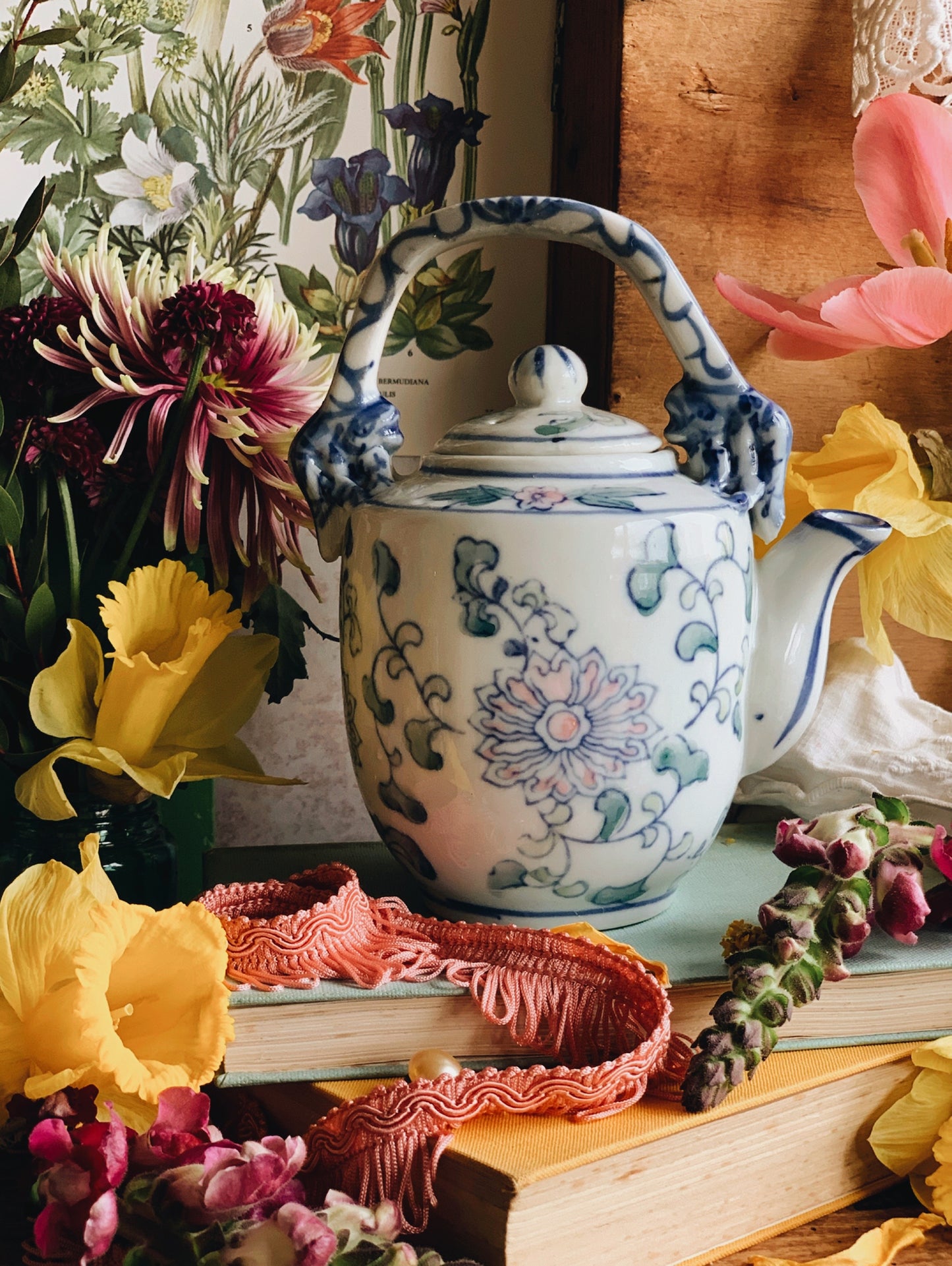Antique Floral Ming Chinese Teapot