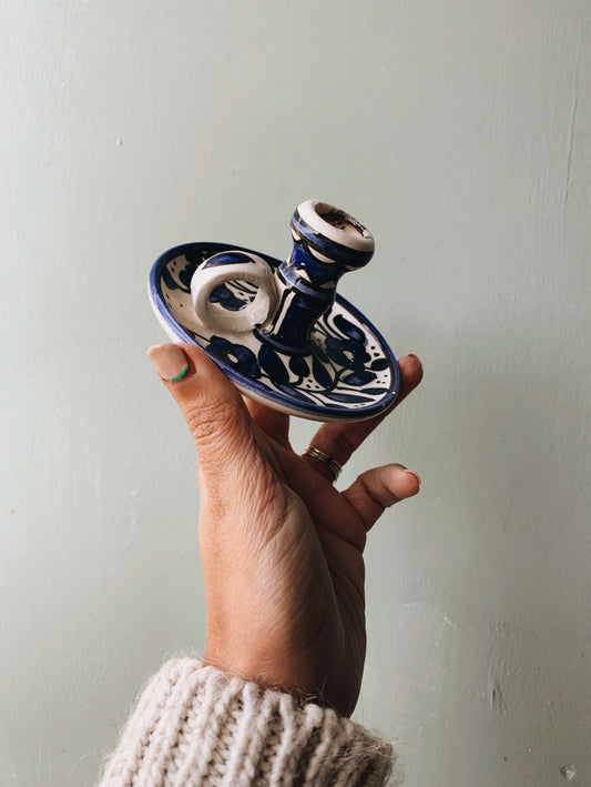 Rustic European Botanica Ceramic Candle Holder