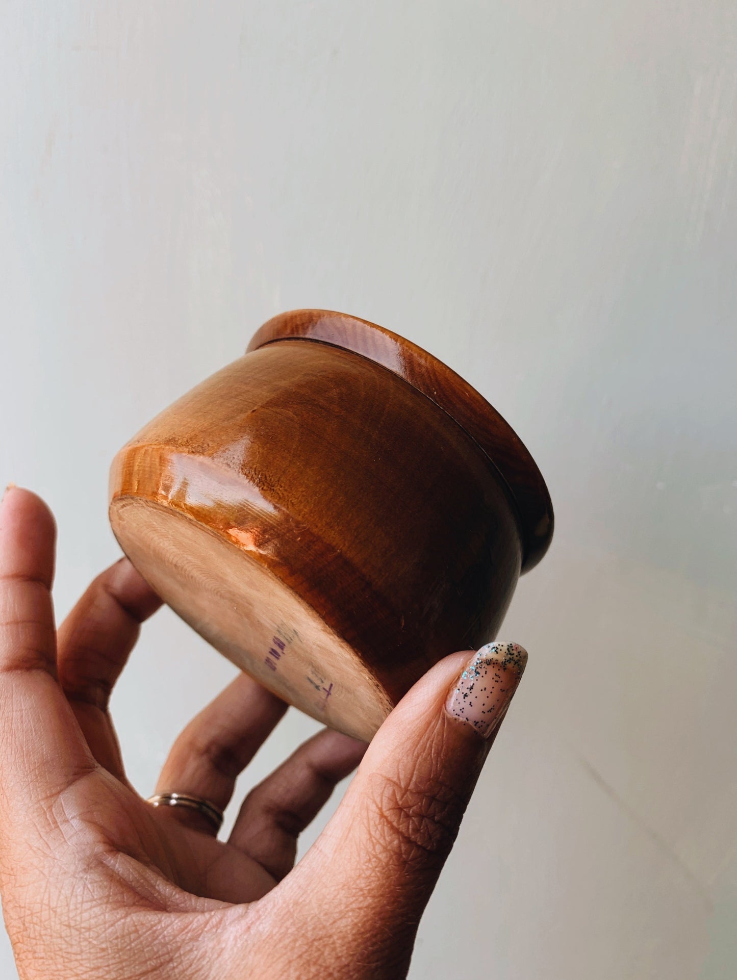 Vintage Engraved Wooden Pot