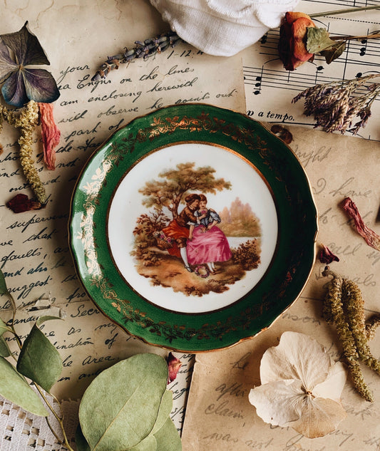 Vintage French Green Gilt Whimsey Dish