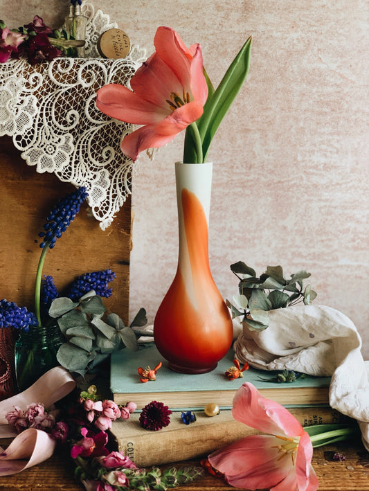 Vintage Orange Glass Vase