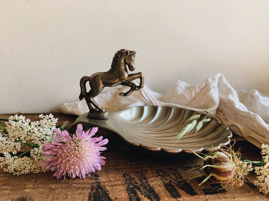 Vintage Seba Horse & Shell Trinket Dish