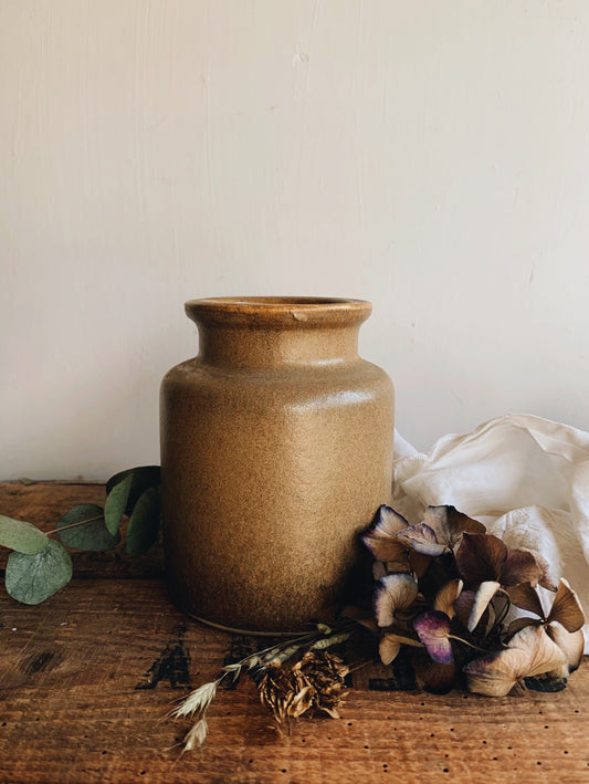 Vintage Large Cinnamon Brown Earth Ware Pot / Jar