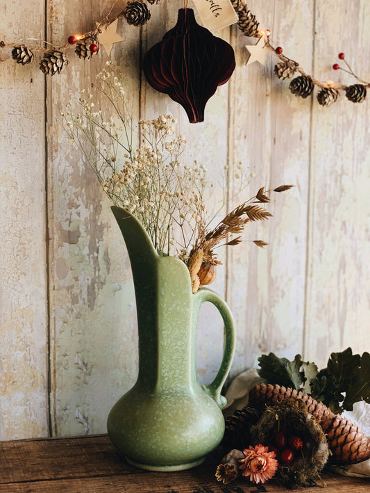 Vintage Art Deco Green Ceramic Vase