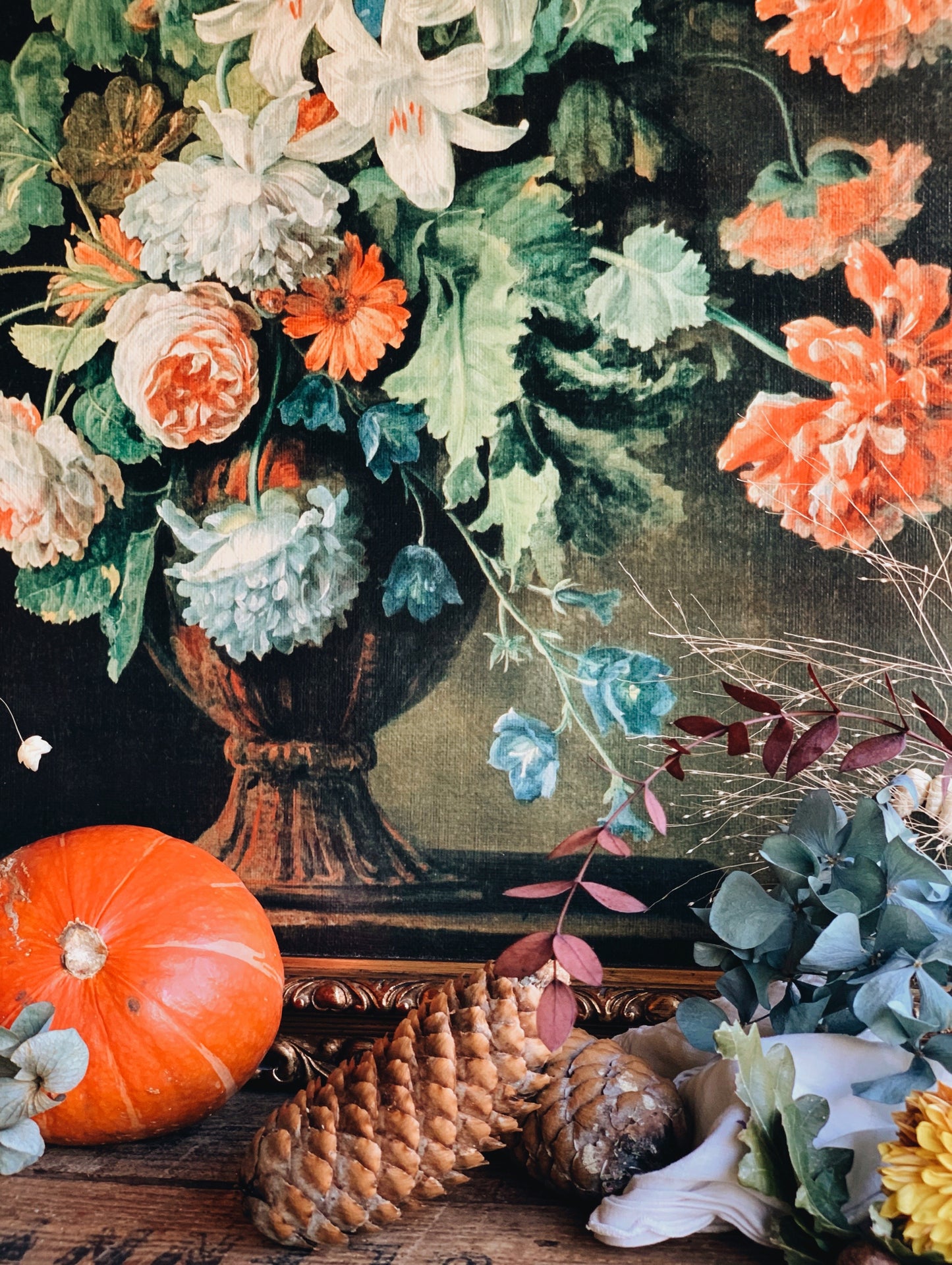 Large Vintage Floral Canvas Artwork (giclees) Framed (UK SHIPPING ONLY)