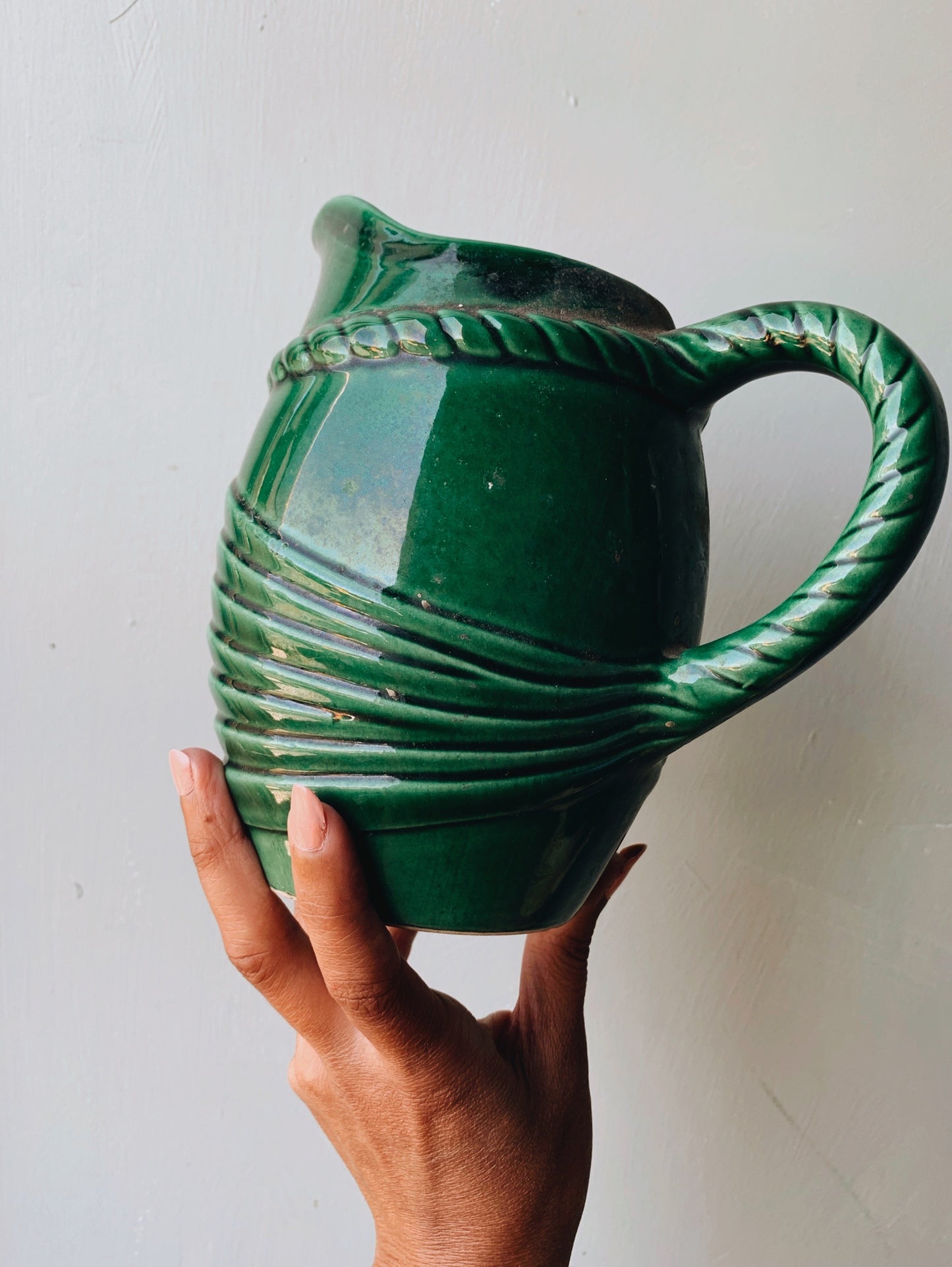 Vintage French Green Jug / Vase