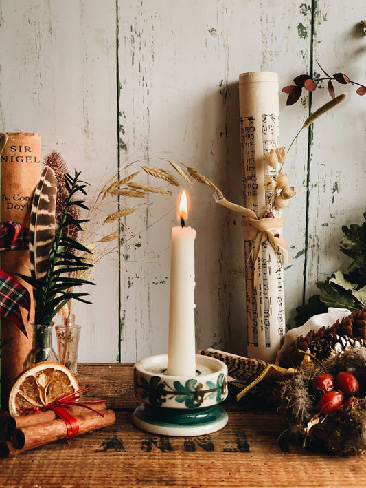 Vintage Green Botanica Candle Holder