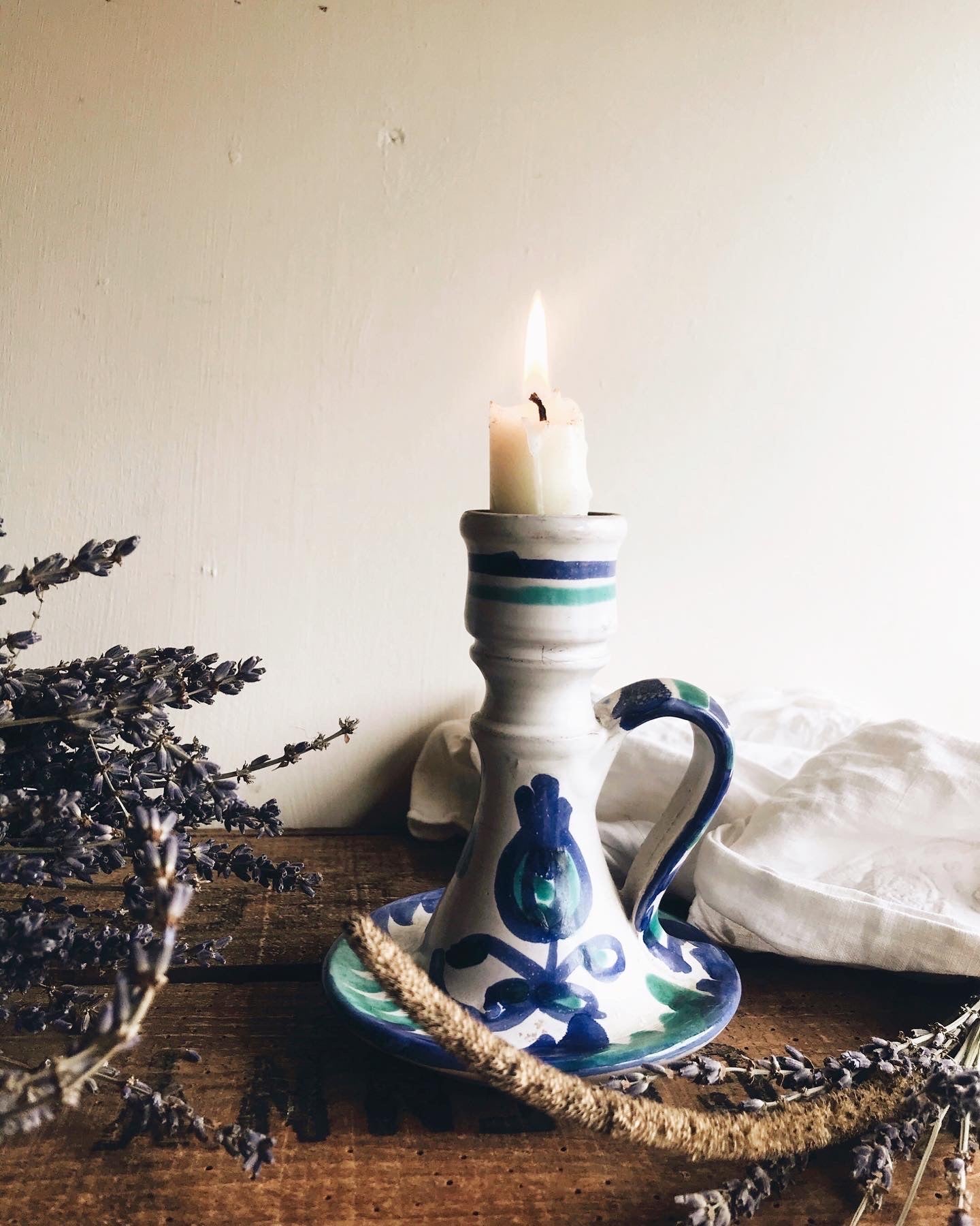 Rustic Blue Decorative Candle Holder