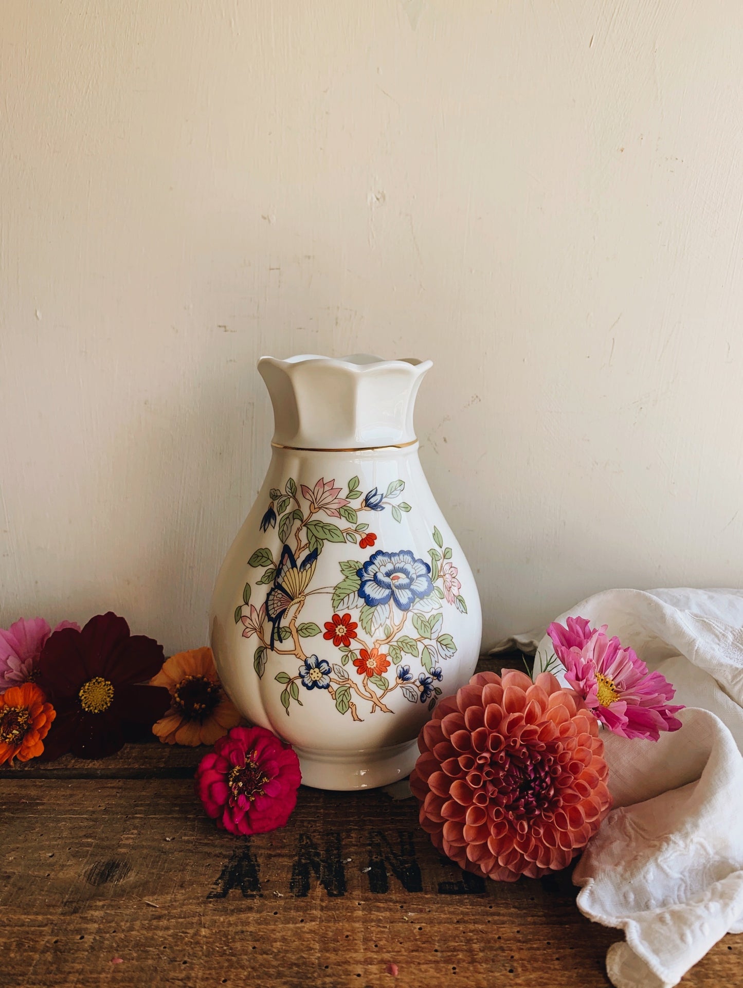 Vintage Butterfly, Floral Decorative Vase