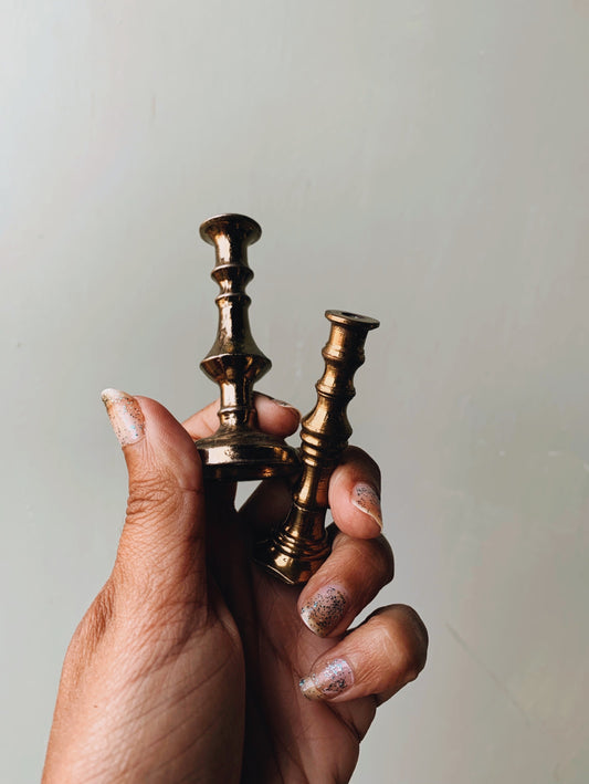 Vintage Brass Odd Candle Sticks