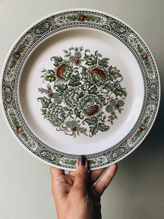Vintage Ridgway Ironstone Green Floral Plates