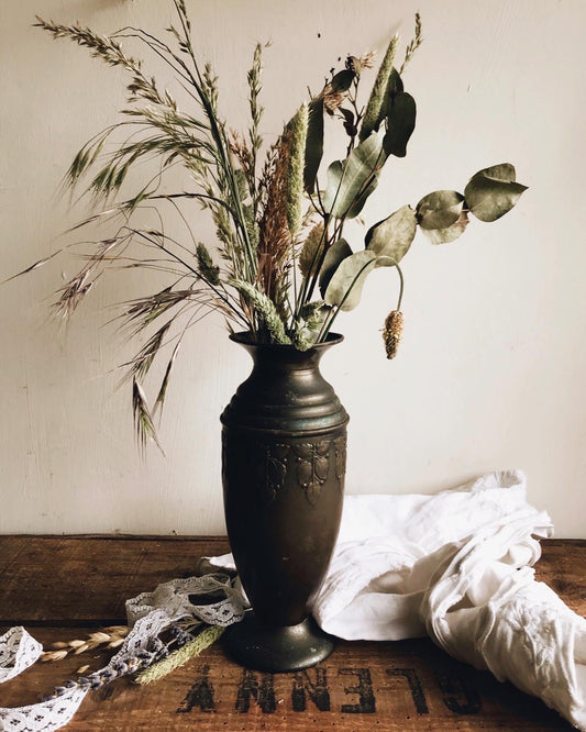 Antique Bronze Urn ~ Leaf & Berries