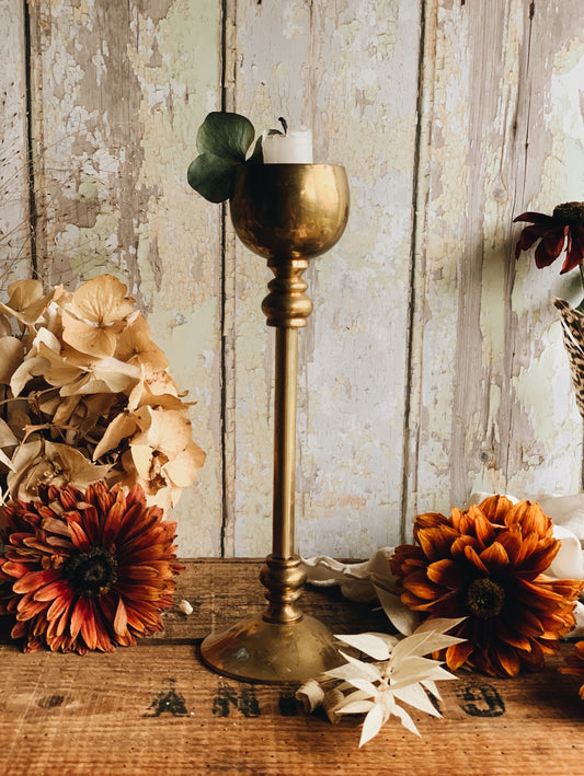 Tall Vintage Brass Candle Stick