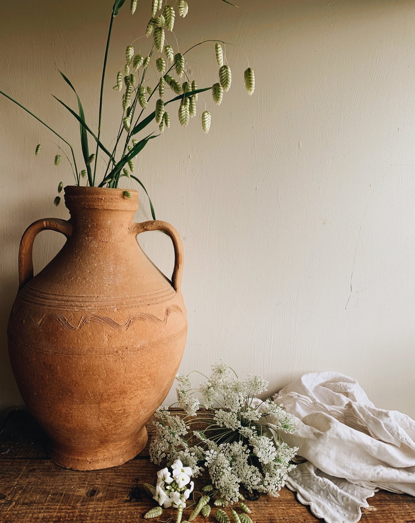 Large Terracotta Vase With Handles ~ decorative detailing (UK SHIPPING ONLY VERY HEAVY & LARGE)