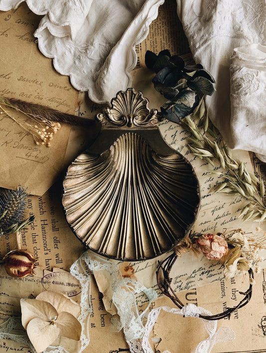 Victorian Silver (plated) English Stamped Shell Dish