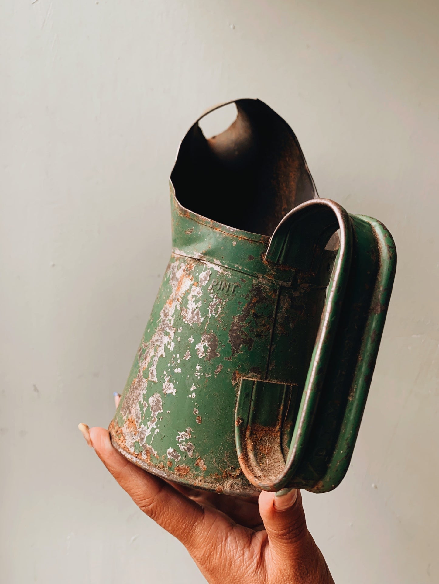 Antique Green Patina Oil Jug