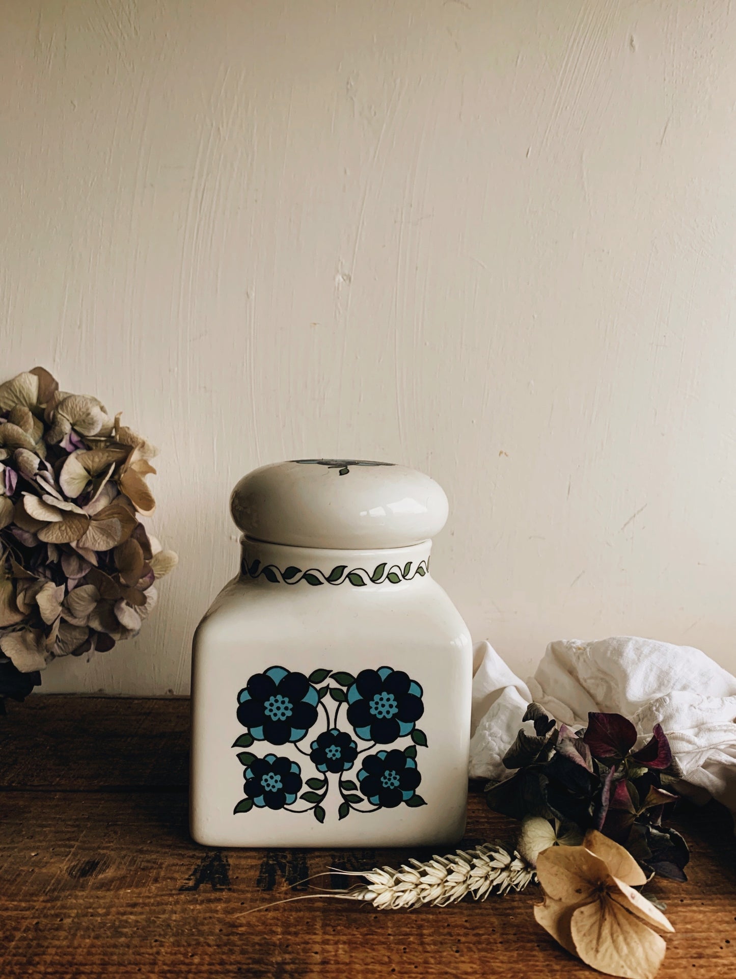 1970’s Taunton Blue Floral Ceramic Storage Jar