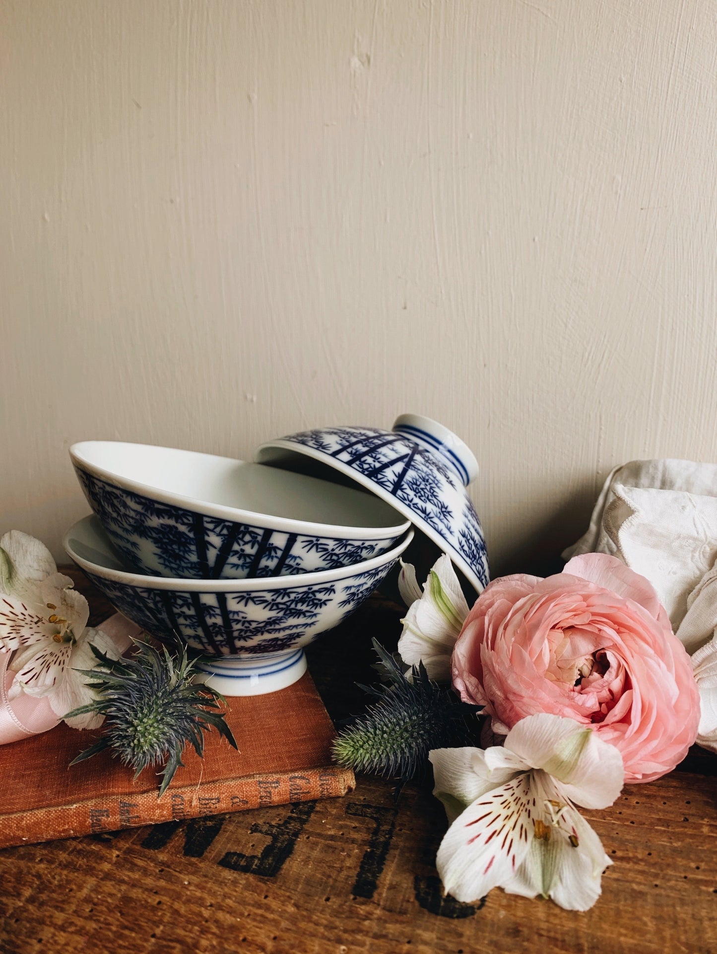 Vintage Blue & White Oriental Bowls (three available sold separately)