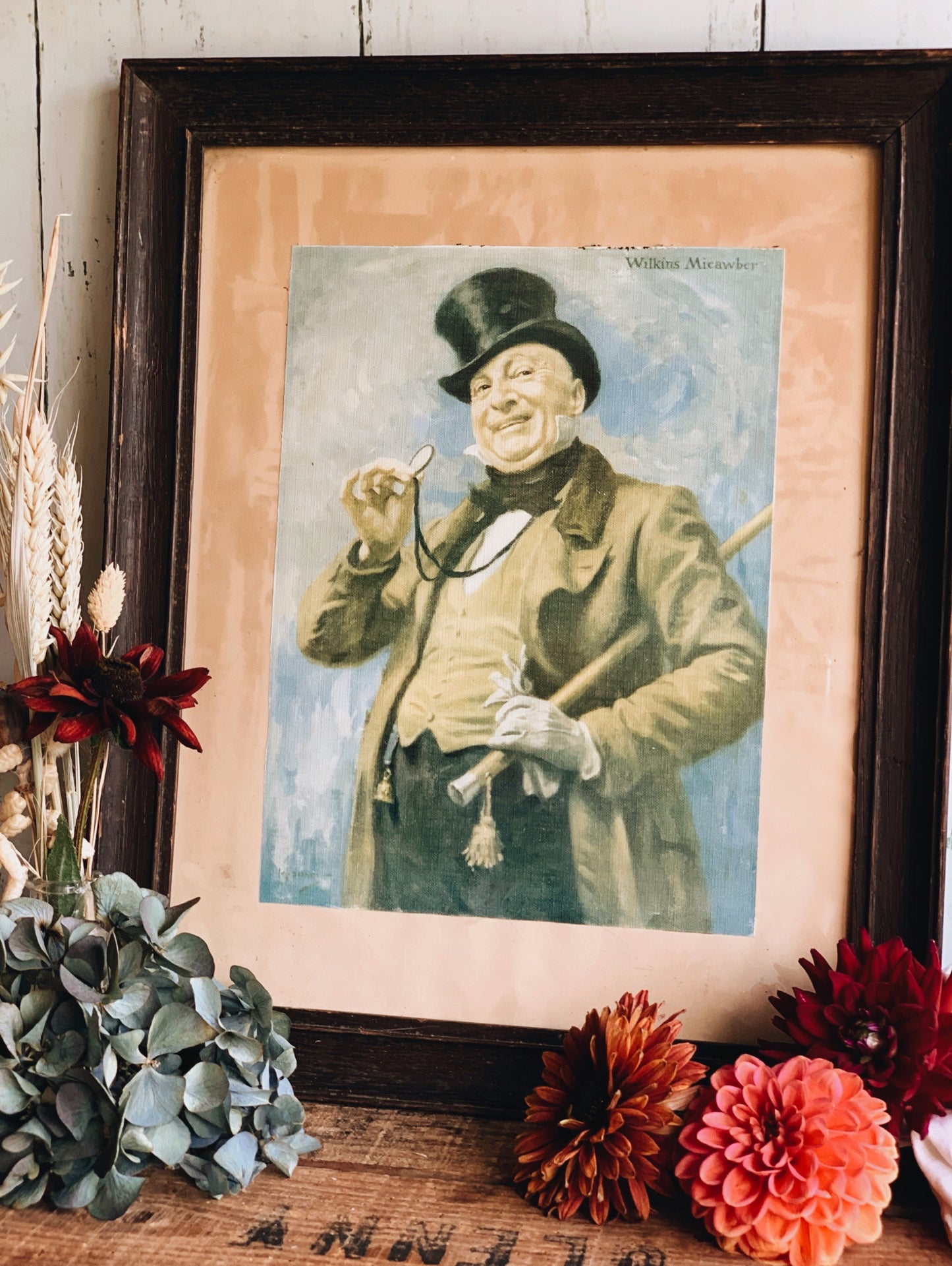 Antique Gentleman~ Wilkins Micawber Painting Print Framed (UK SHIPPING)