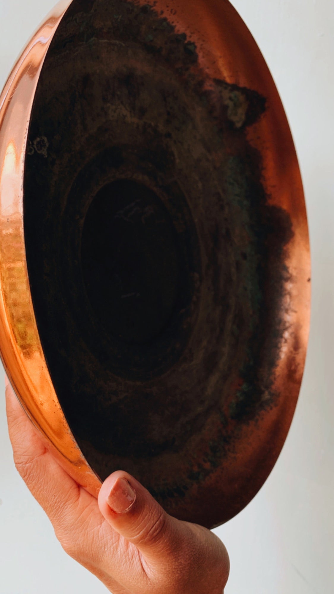 Large Vintage Patina Copper Bowl