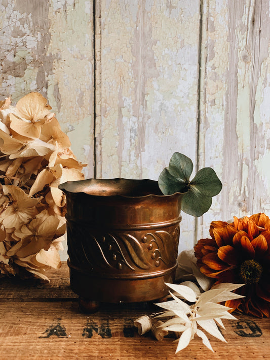 Vintage Copper (plated) Decorative Relief Planter