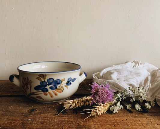 Vintage Hand~painted Blue Floral Bowl