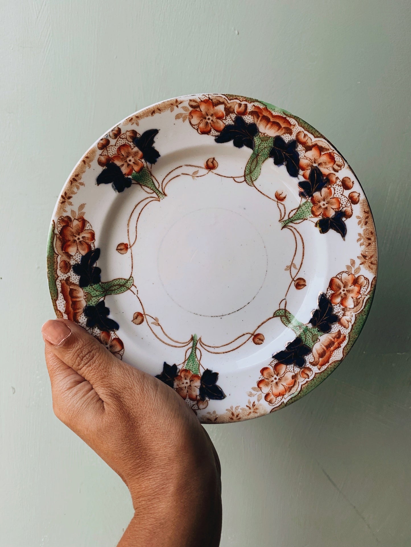 Vintage Floral Decorative Hand-engraved Staffordshire Side Plate