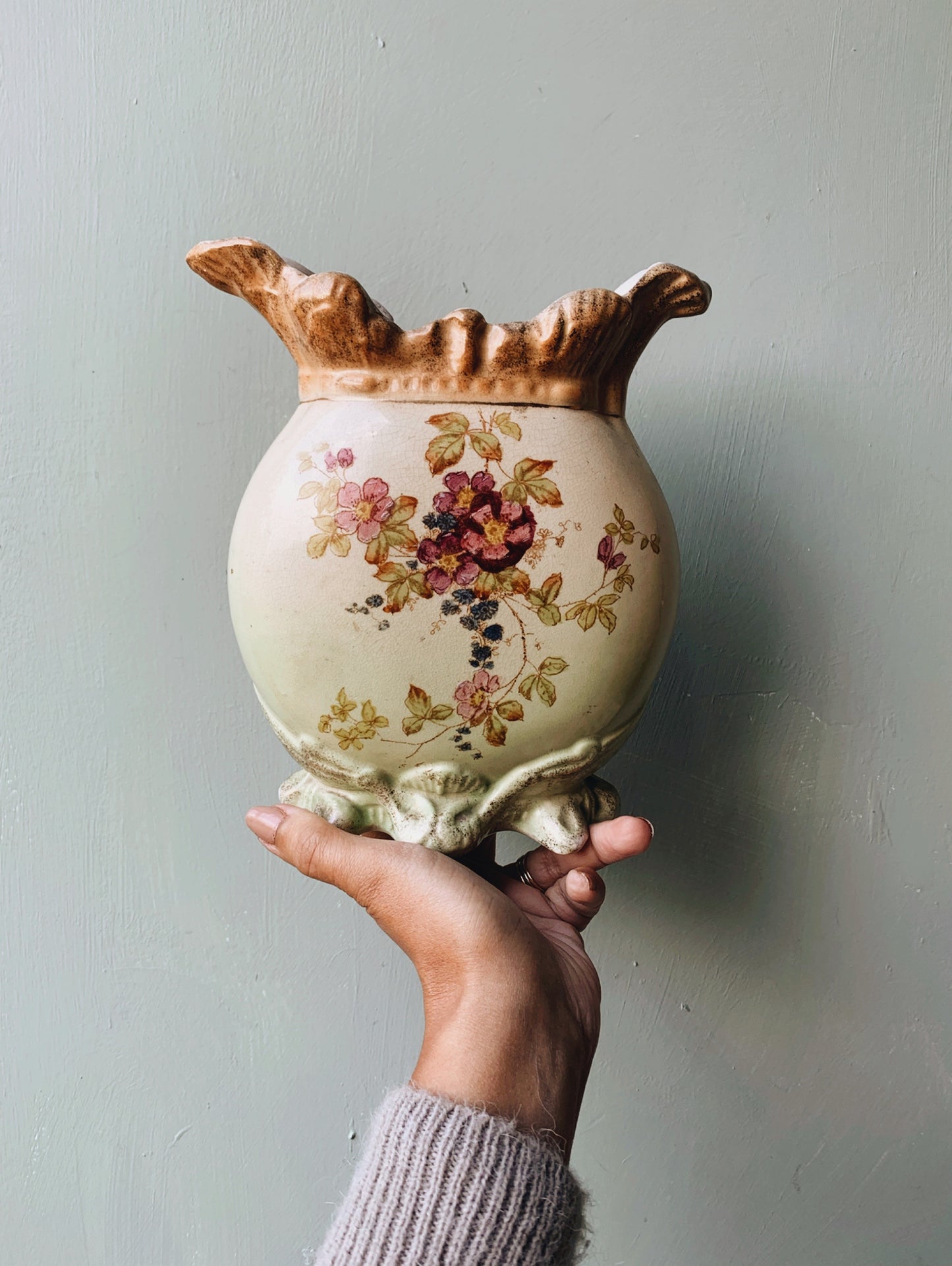 Antique Floral Rocco Vase