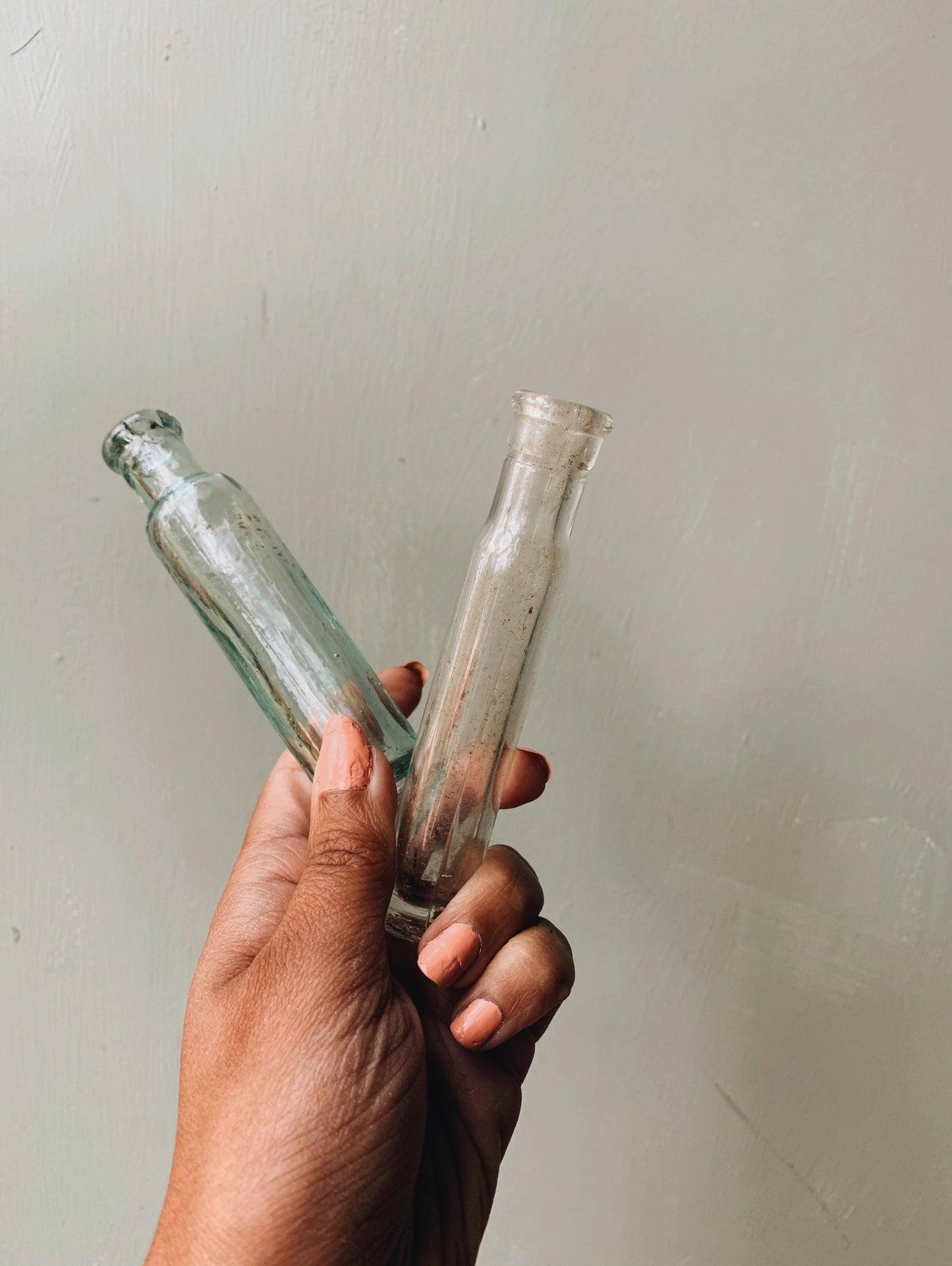 Two Rustic Vintage Apothecary Bottles