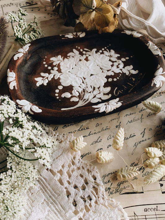 Rustic Handthrown & Hand~painted Floral Ceramic Soap Dish