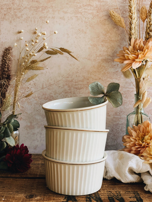 Vintage Royal Worcester Porcelain Soufflé Dish with Gilt Detailing  (seven available sold separately)