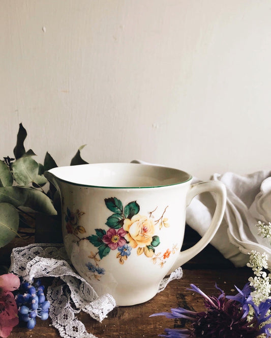 Small Vintage 1950s Floral Jug - Stone & Sage 