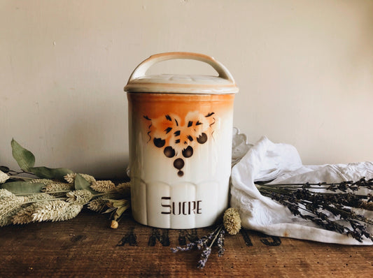 Large Vintage French Sucre Storage Pot