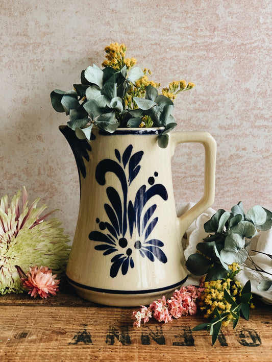Antique European Blue Floral Jug (vianagres carvoeiro)
