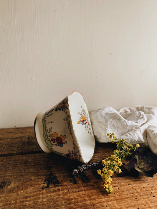 Vintage Royal Stewart Engraved Floral Sugar Bowl