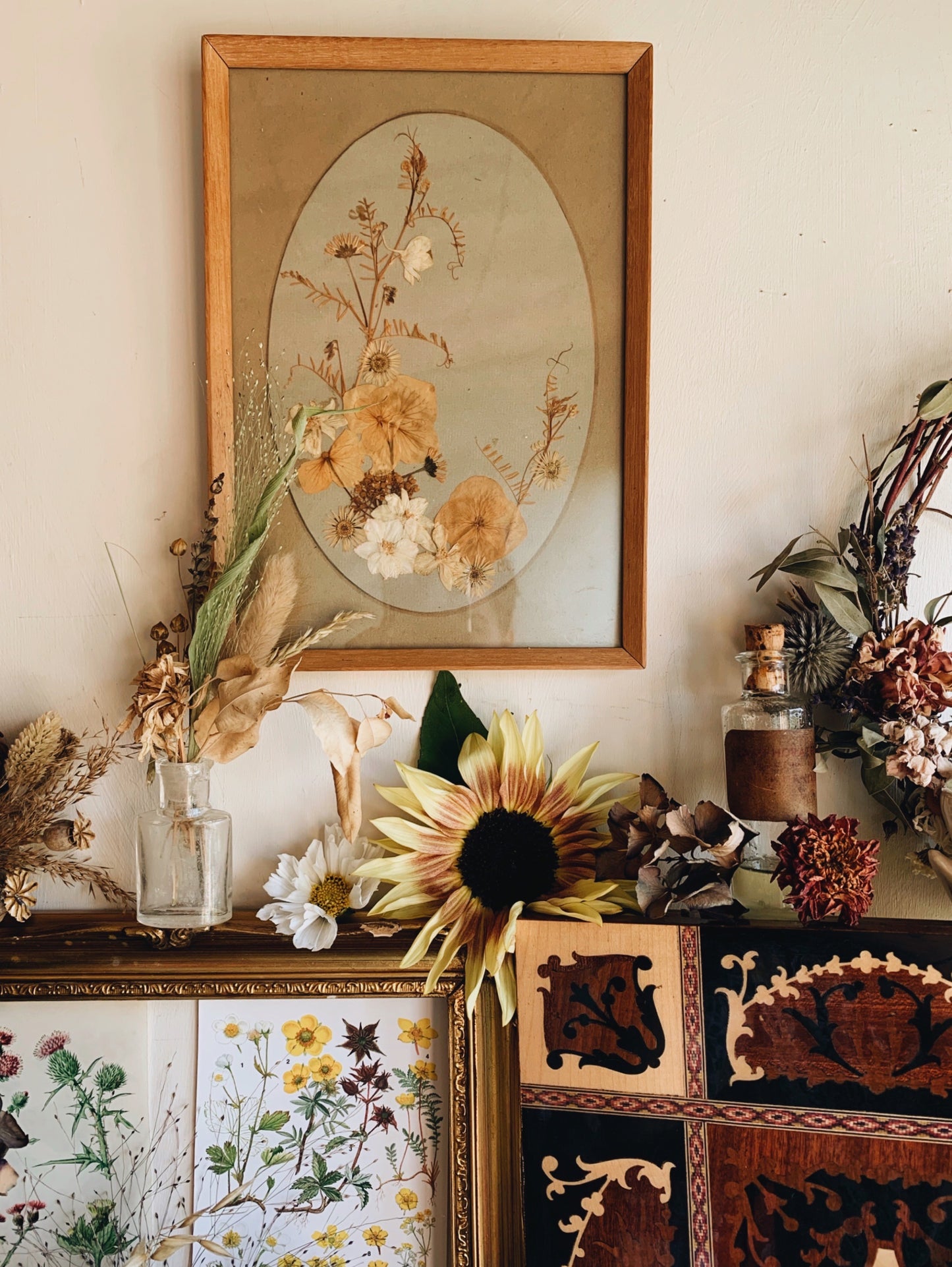 Vintage Dried Florals in Frame