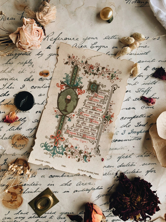 Antique French Ephemera ~ prayer poem