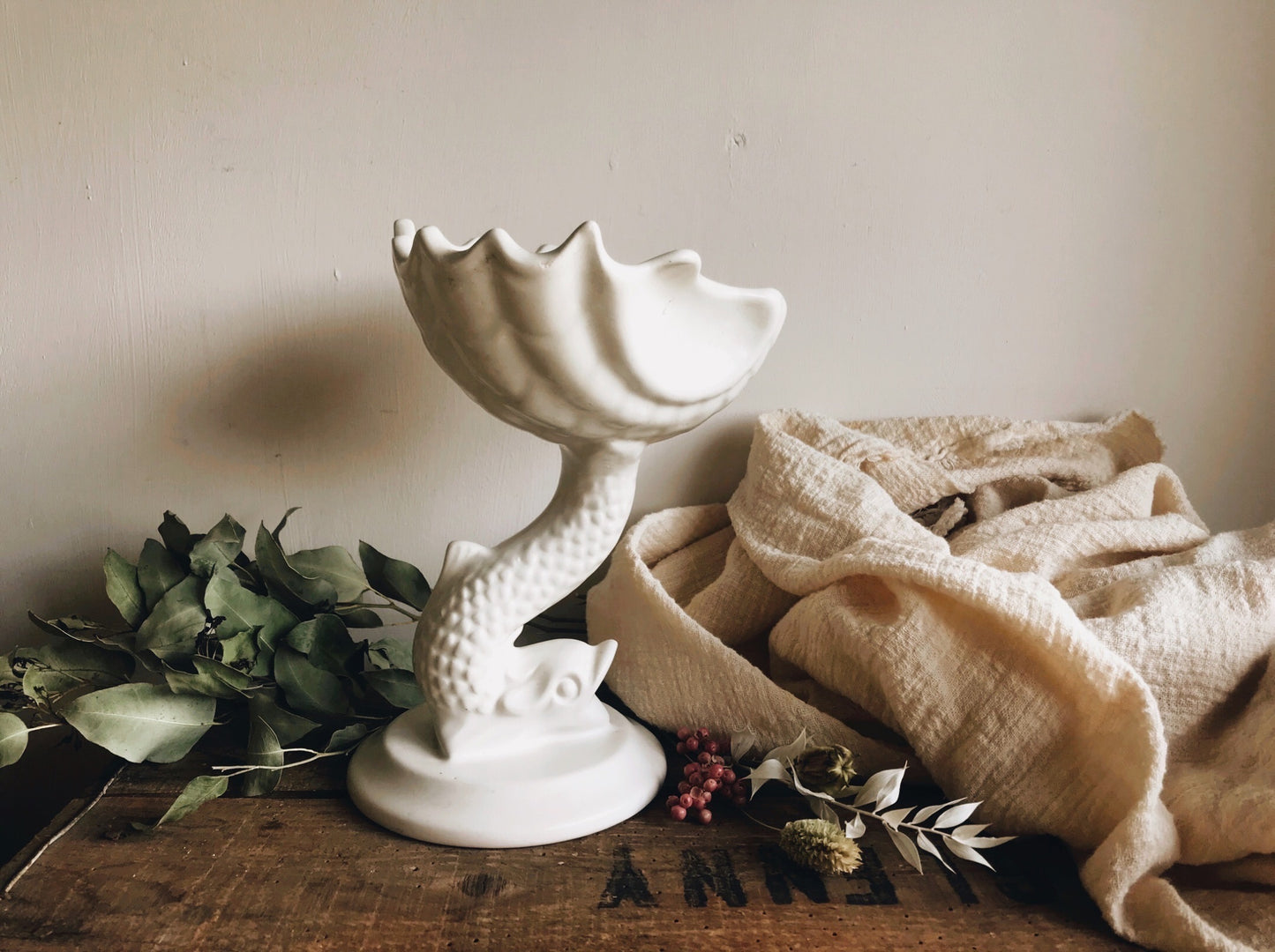 Vintage Fish & Shell Vase