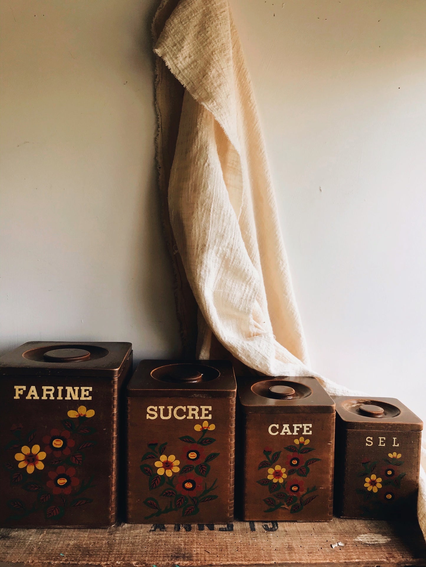 Retro Wooden French Floral Storage Set