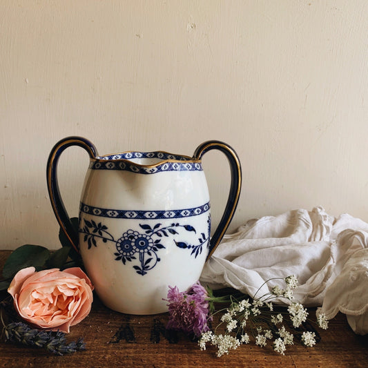 Antique Blue & White Two Handle Jug / Vase