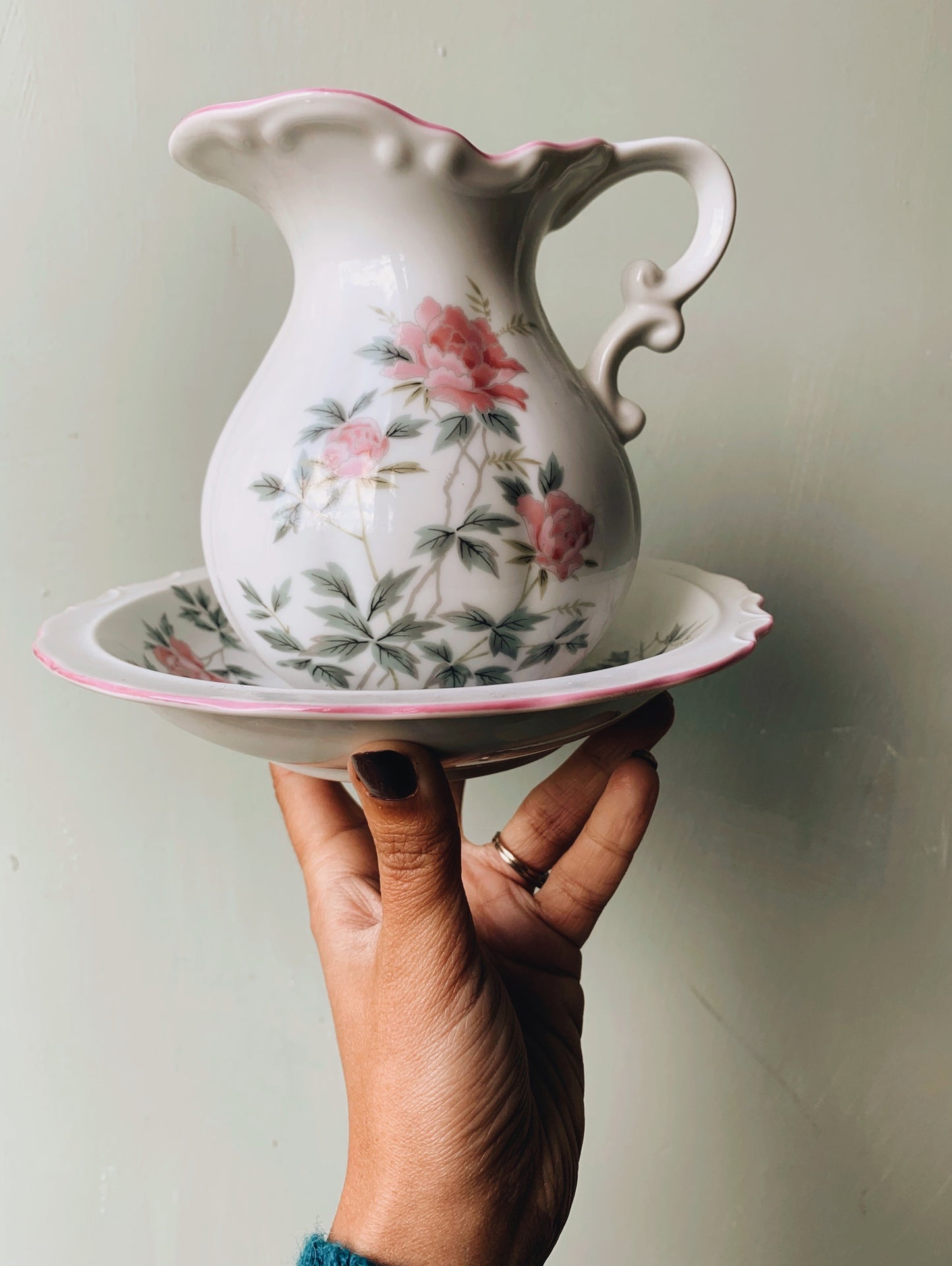 Vintage Rose Jug & Bowl