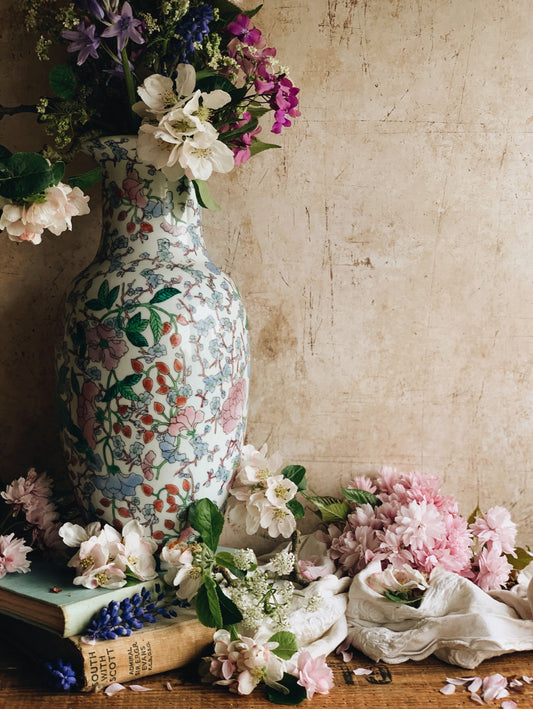 Large Floral Hand~glazed Botanica Vase (UK shipping only)
