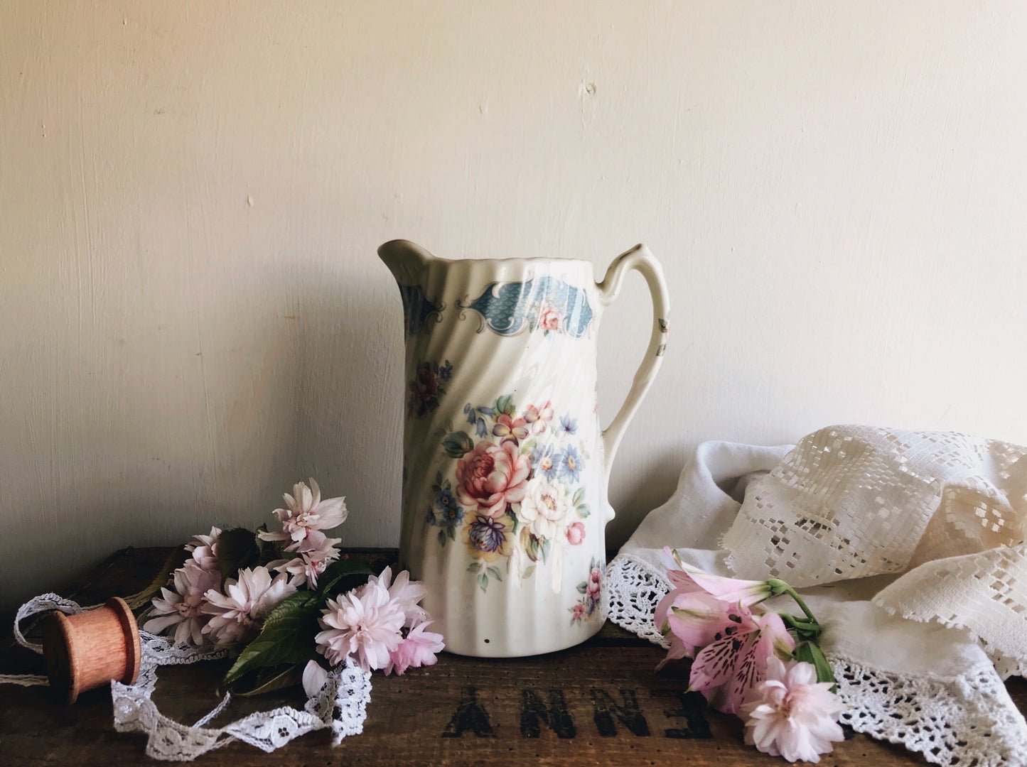 Vintage Rose Vase / Jug - Stone & Sage 