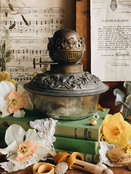 Antique Oil Burner with Decorative Relief (UK shipping only)